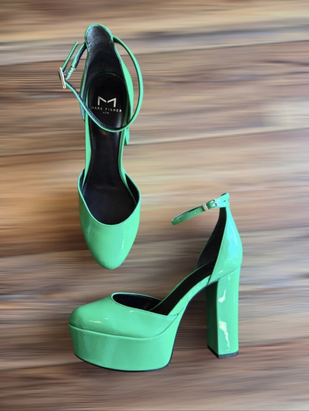 MARC FISHER LTD Lucah Platform Green Ankle-Strap Heels- Size 6 1/2